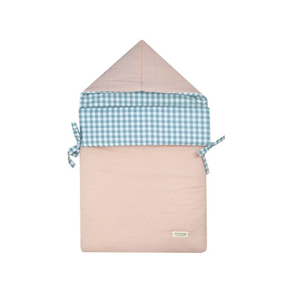 Saco Capazo Vichy Menta y Plumeti Rosa - Imagen 5