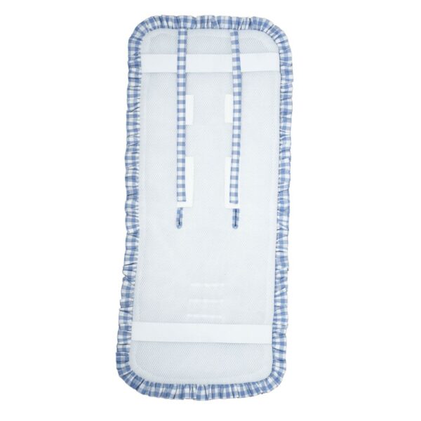 Colchoneta con volante vichy azul - Imagen 3