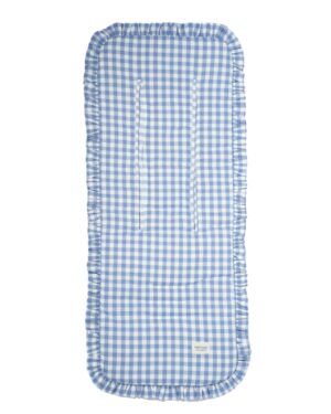 Colchoneta con volante vichy azul
