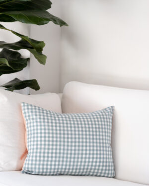 Funda Cojín 40x50 Vichy Menta y Plumeti Rosa