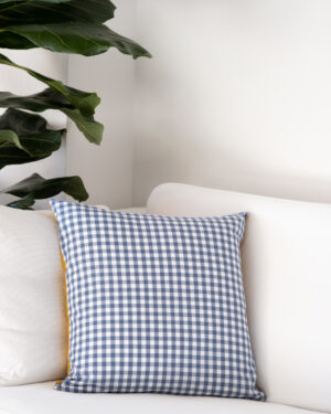 Funda Cojín 50x50 Vichy Azul y Mostaza