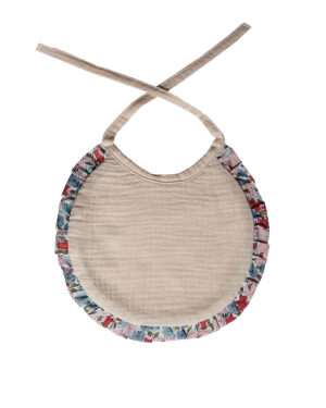 Babero Newborn Bambula Ecru y Volante Liberty Lucía