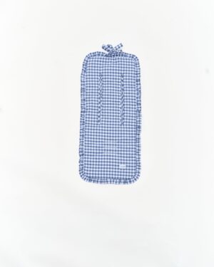 Colchoneta con volante vichy azul