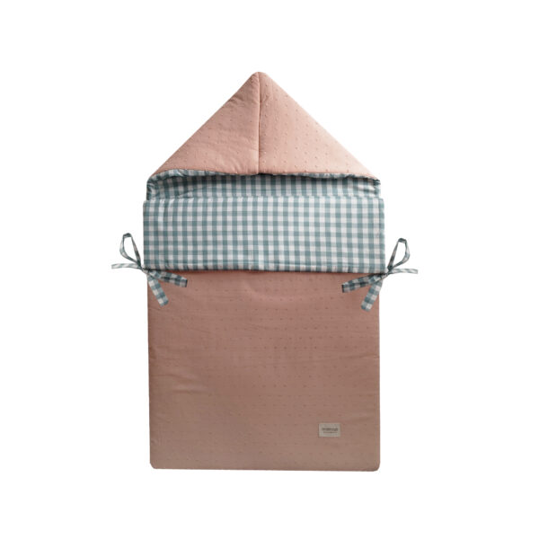 Saco Capazo Vichy Menta y Plumeti Rosa
