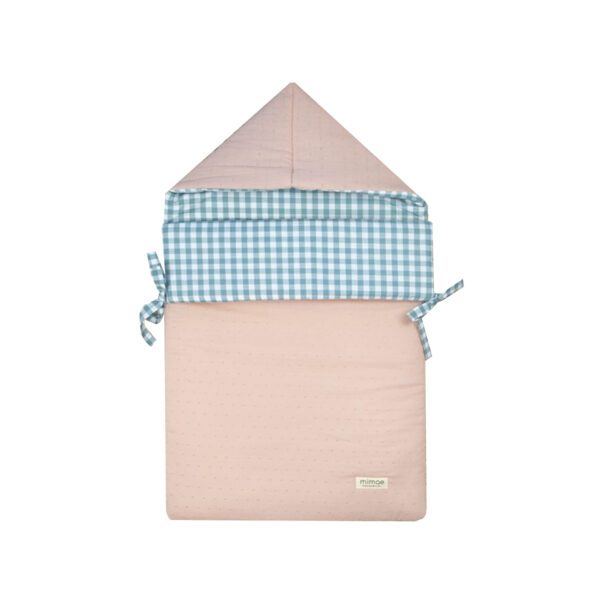 Saco Capazo Vichy Menta y Plumeti Rosa - Imagen 5