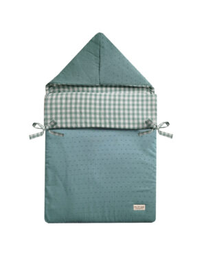 Saco Capazo Vichy Menta y Plumeti Menta