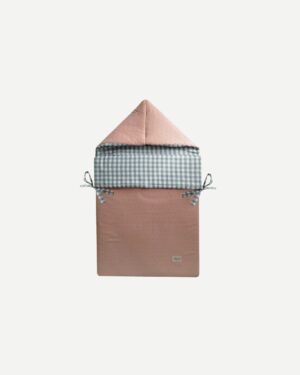 Saco Capazo Vichy Menta y Plumeti Rosa